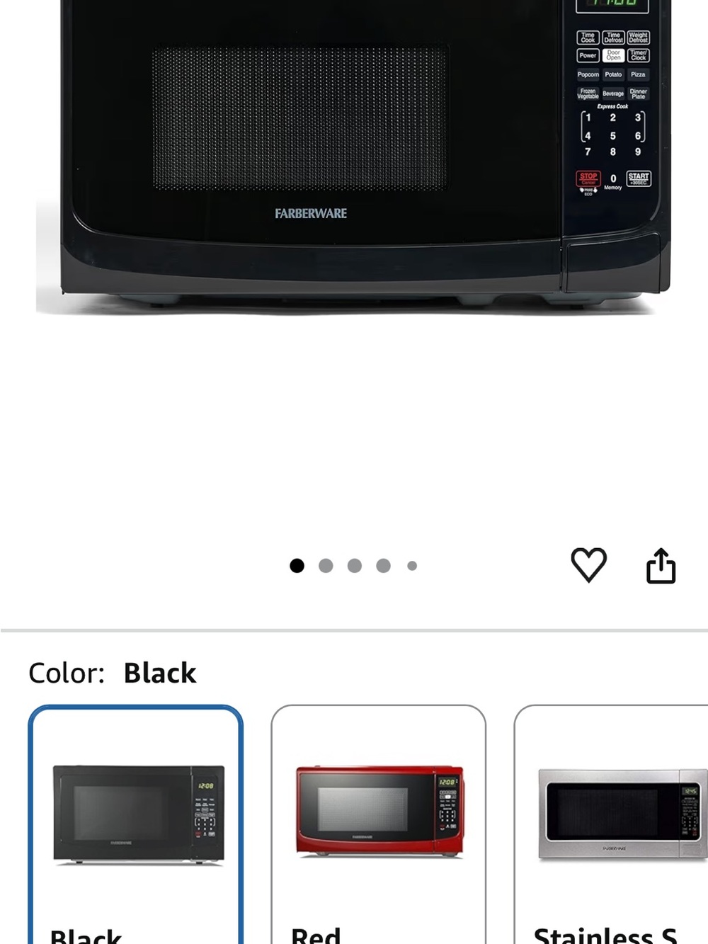 Farberware Black Countertop Microwave- Used once